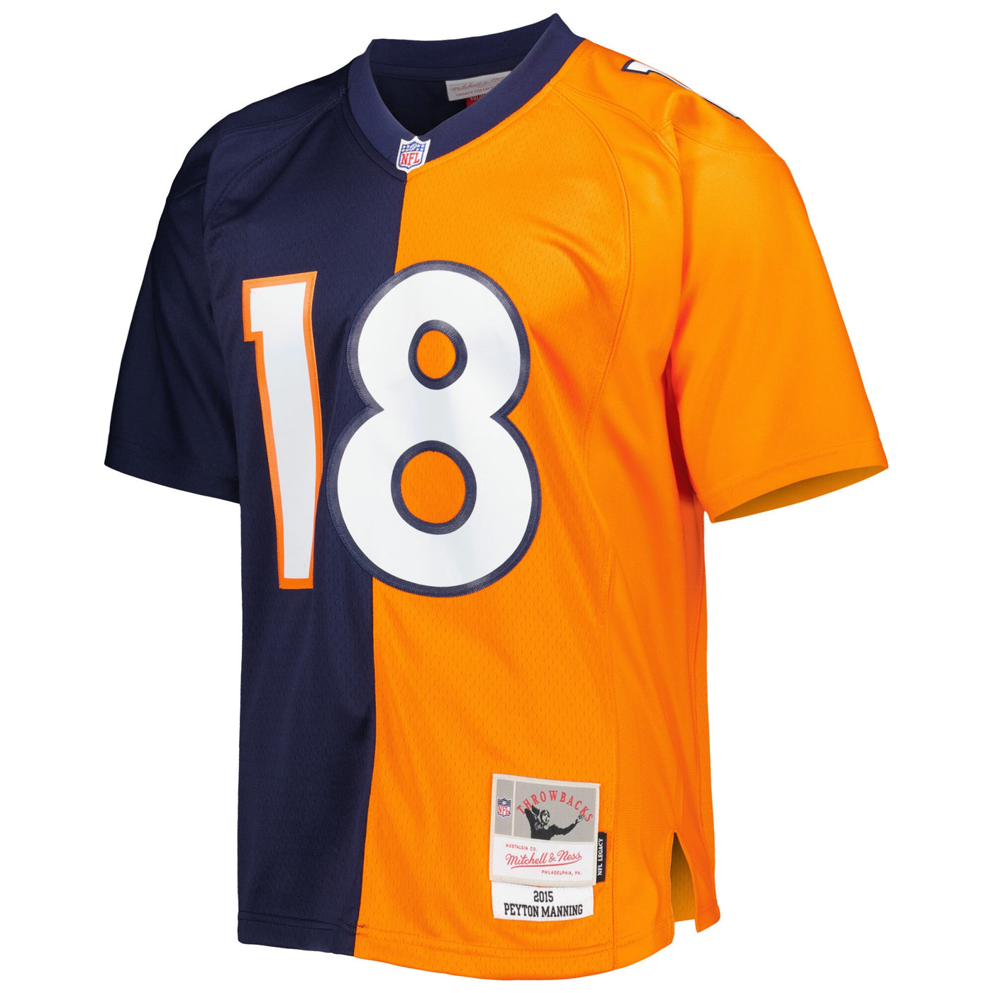 Denver Broncos Peyton Manning Mitchell & Ness Navy/Orange 2015 Split Legacy Replica Jersey