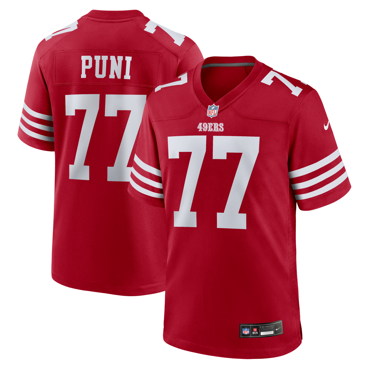 San Francisco 49ers Dominick Puni Scarlet Team Game Jersey