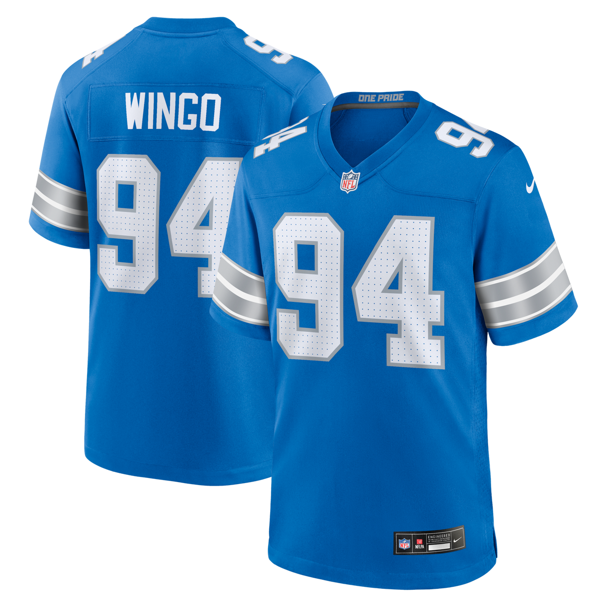 Detroit Lions Mekhi Wingo Blue Team Game Jersey