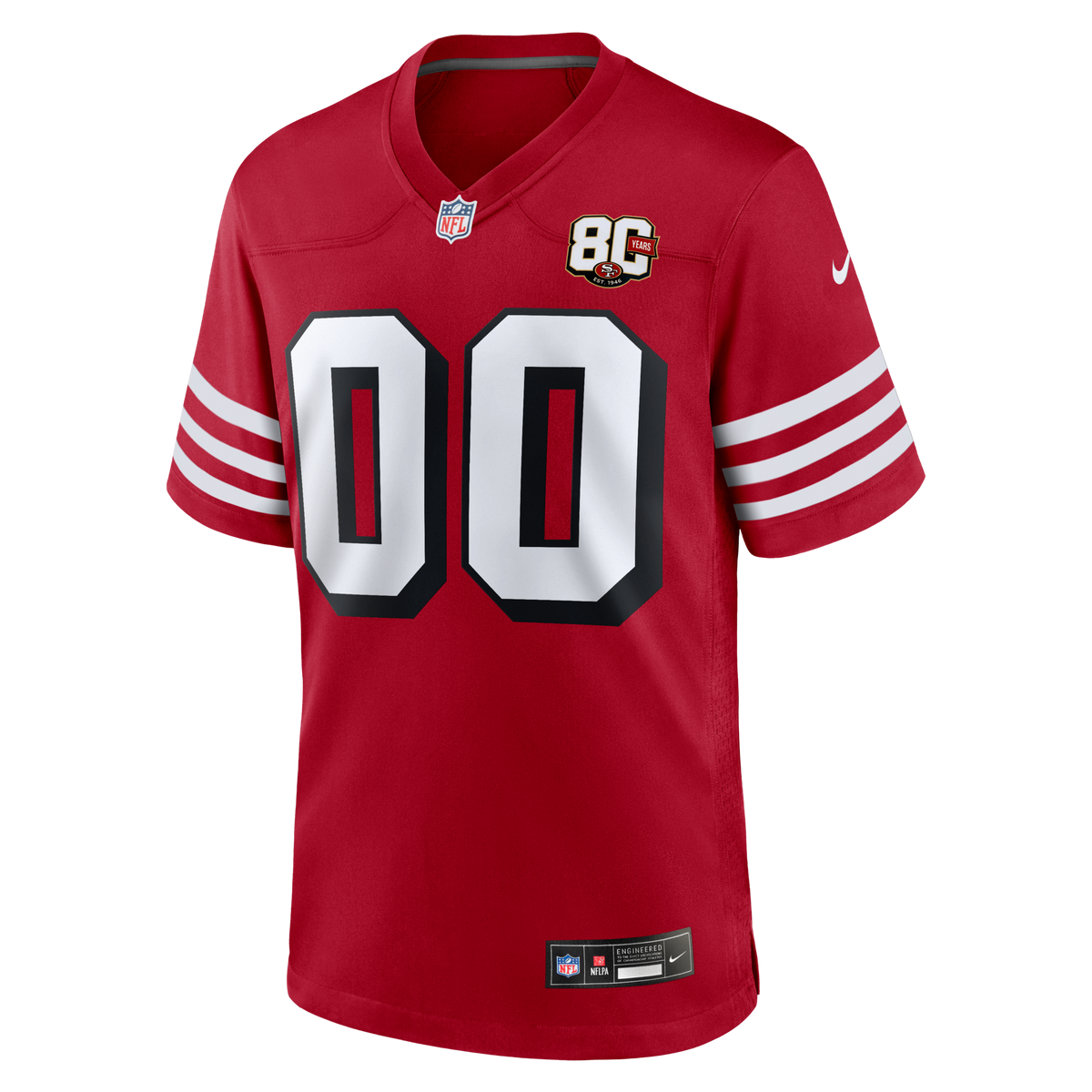 San Francisco 49ers Scarlet 80th Anniversary Alternate Custom Game Jersey