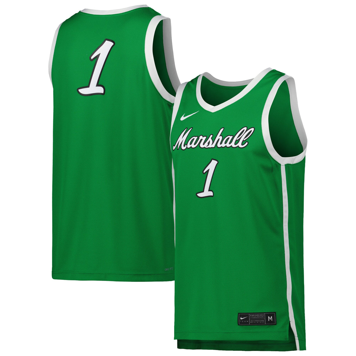 #1 Marshall Thundering Herd Replica Basketball Jersey - Kelly Green