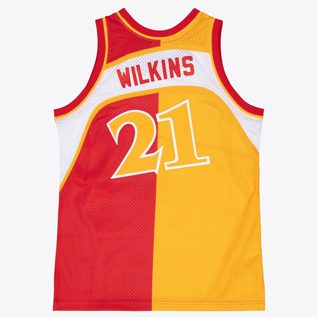 Atlanta Hawks Mitchell & Ness Dominique Wilkins 1986 Split Swingman Jersey - Red/Yellow