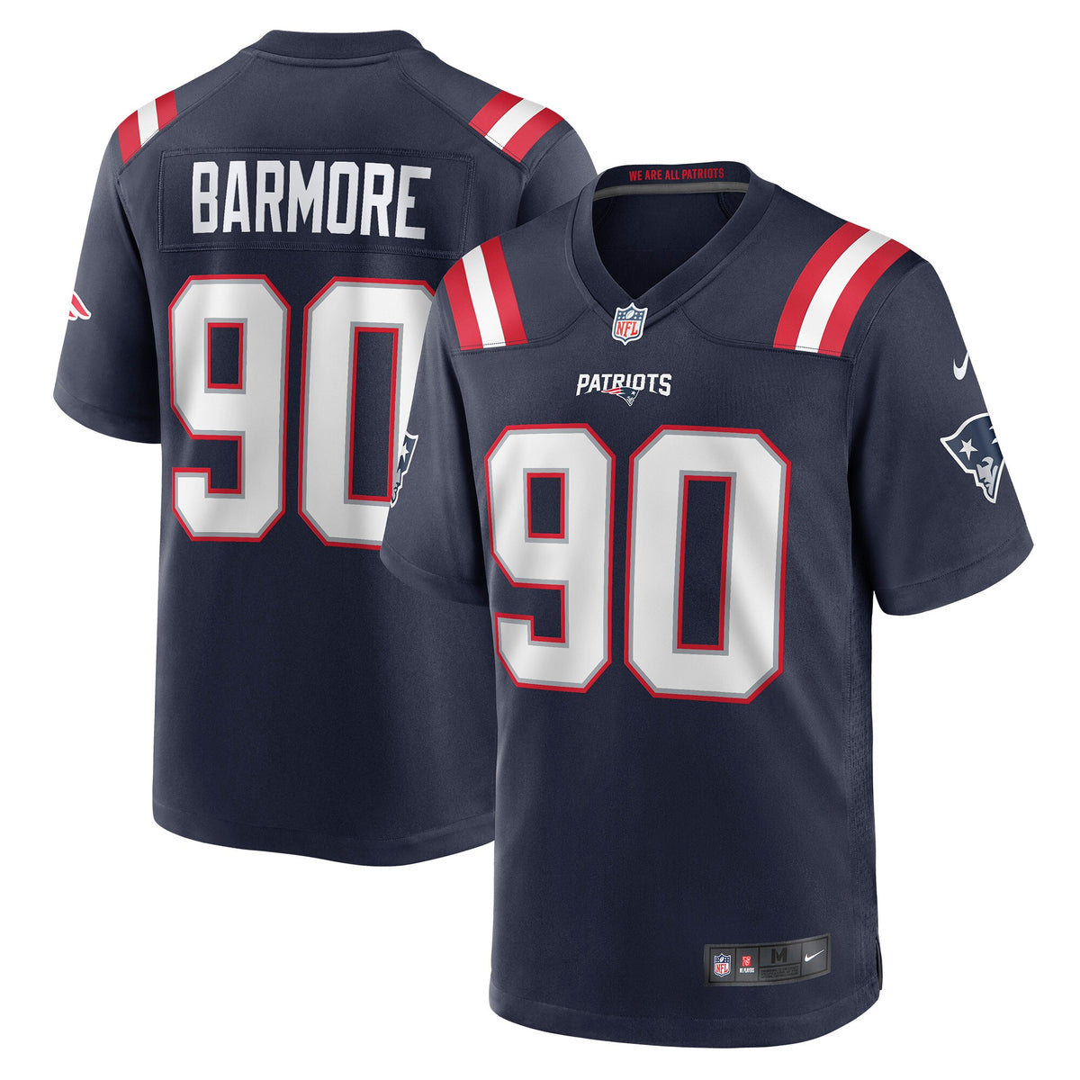 New England Patriots Christian Barmore Navy Player Game Jersey