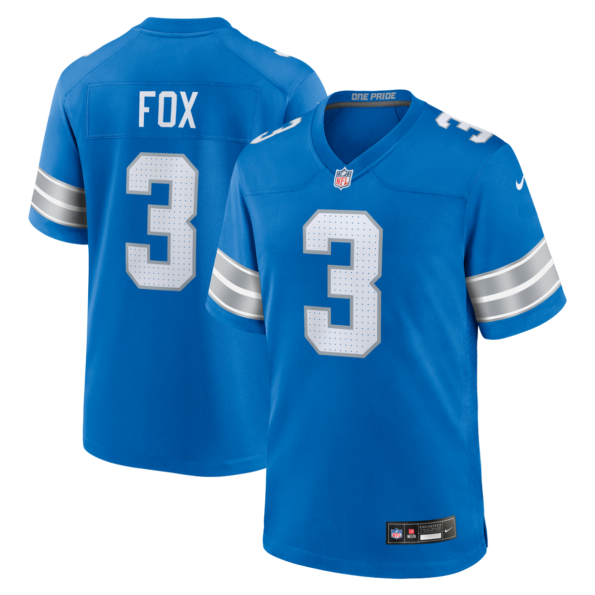 Detroit Lions Jack Fox Blue Team Game Jersey