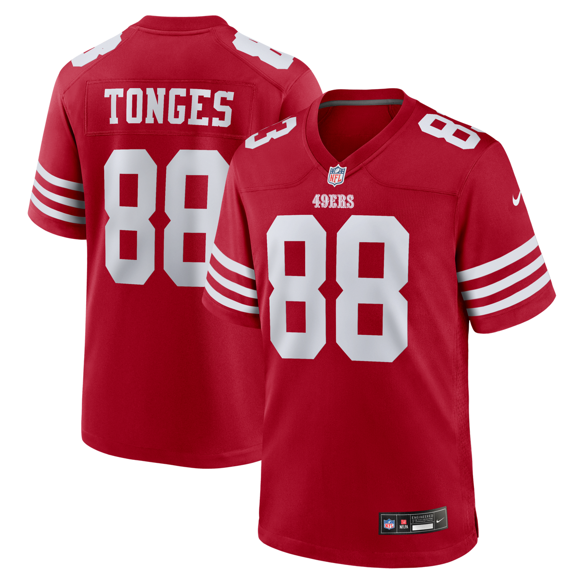 San Francisco 49ers Jake Tonges Scarlet Team Game Jersey