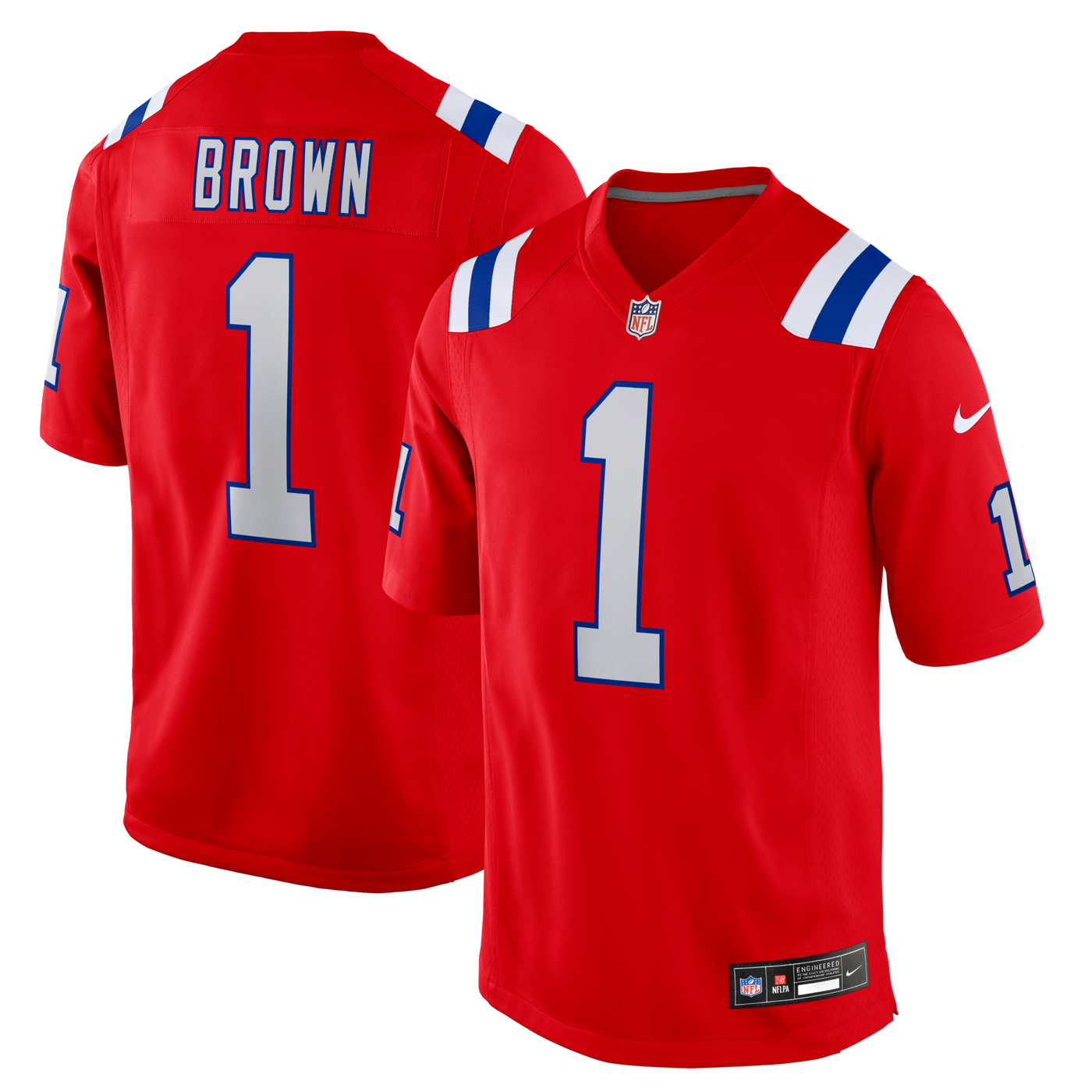 New England Patriots A.J. Brown Nike Red Game Jersey