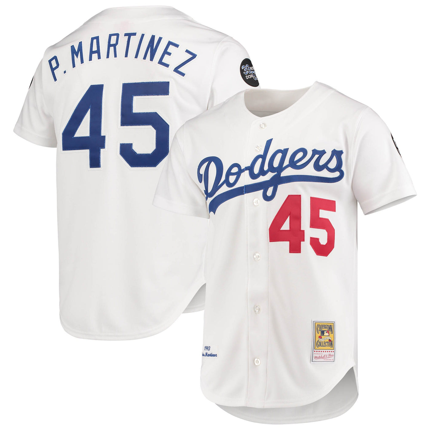Los Angeles Dodgers Pedro Martinez Mitchell & Ness White 1993 Cooperstown Collection Home Authentic Jersey