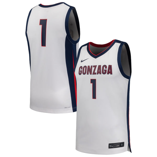 Nike #1 White Gonzaga Bulldogs Replica Basketball Jersey