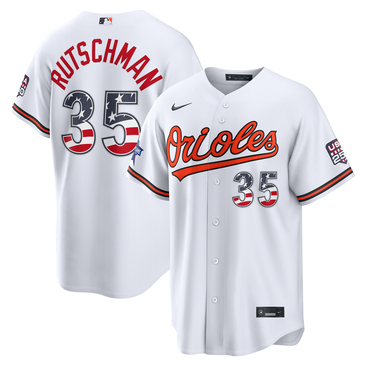 2026 All-Star Edition Stars & Stripes Baltimore Orioles Adley Rutschman White Stadium Jersey