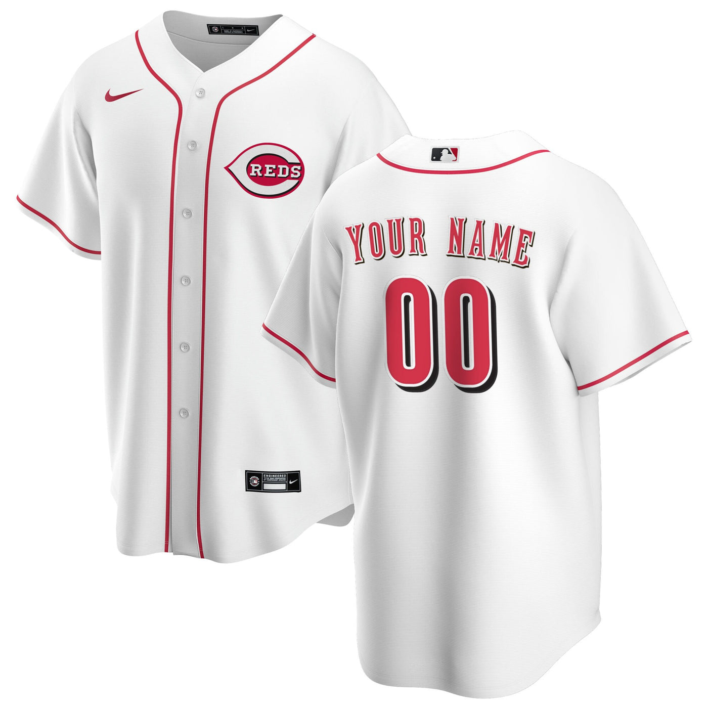 Cincinnati Reds Nike White Home Replica Custom Jersey