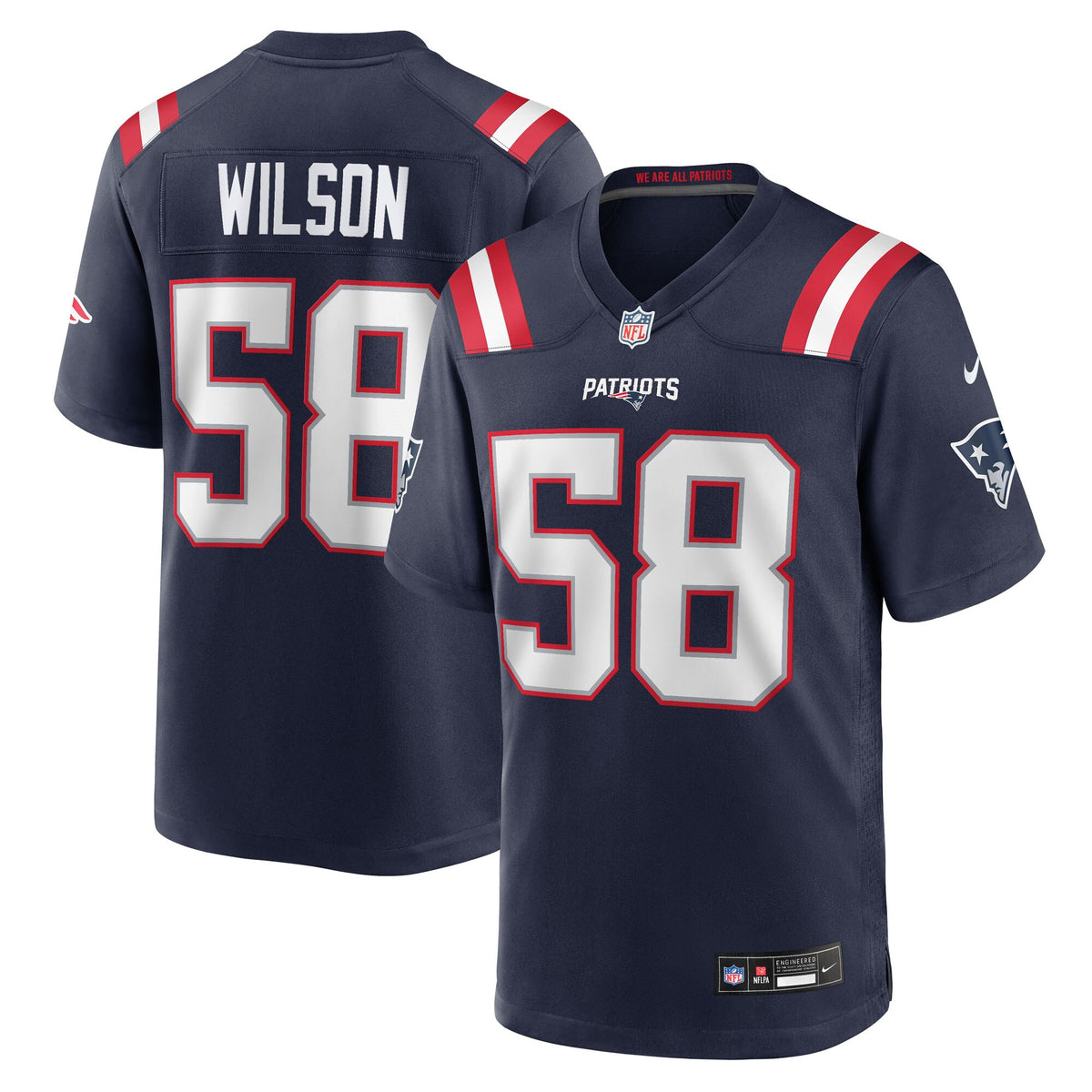 New England Patriots Jared Wilson Navy Team Game Jersey