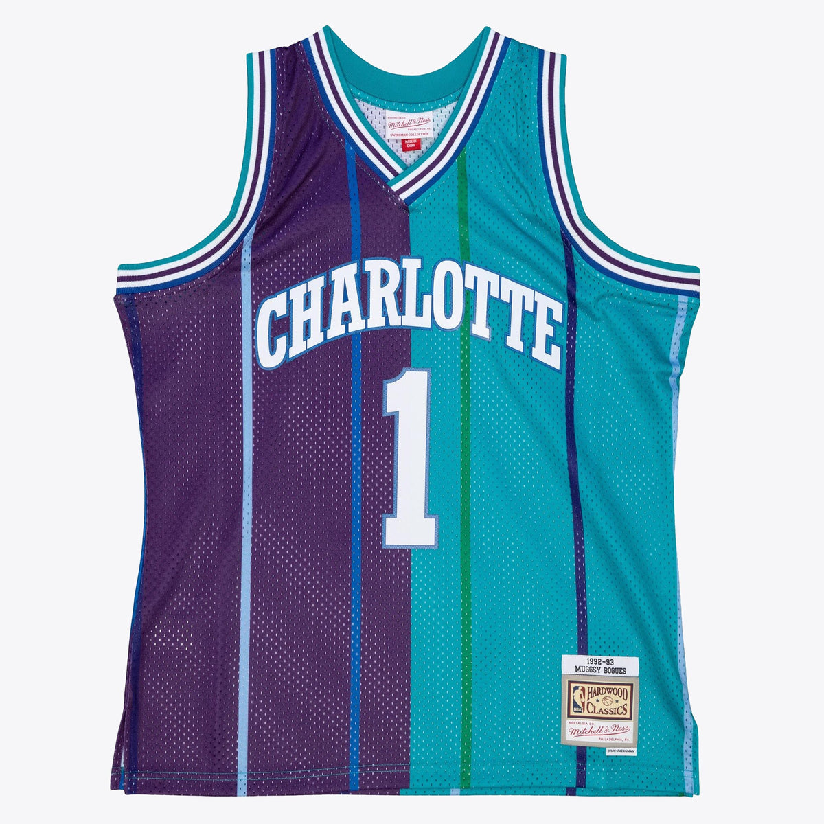 Charlotte Hornets Mitchell & Ness Muggsy Bogues 1994 Split Swingman Jersey