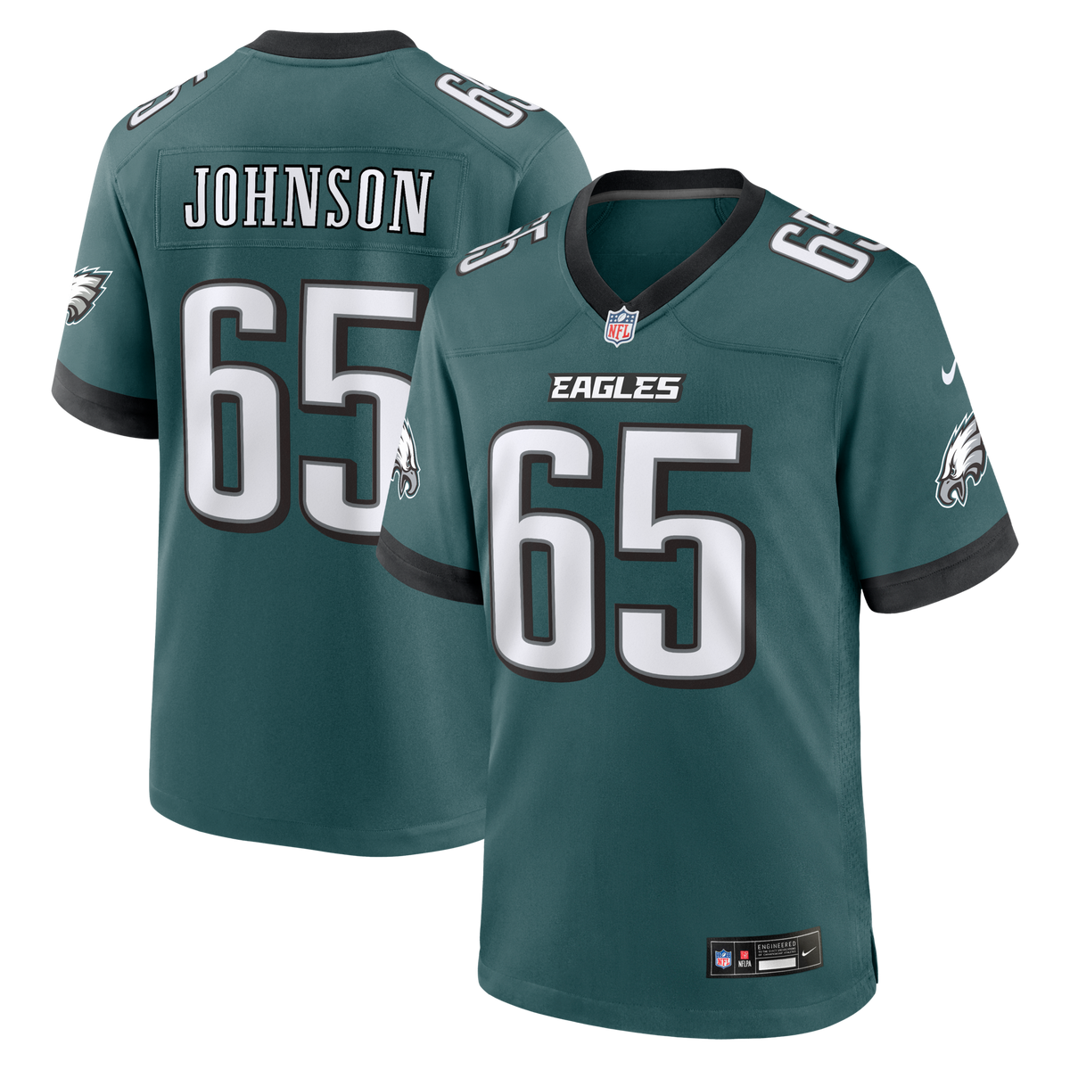 Philadelphia Eagles Lane Johnson Midnight Green Team Game Jersey