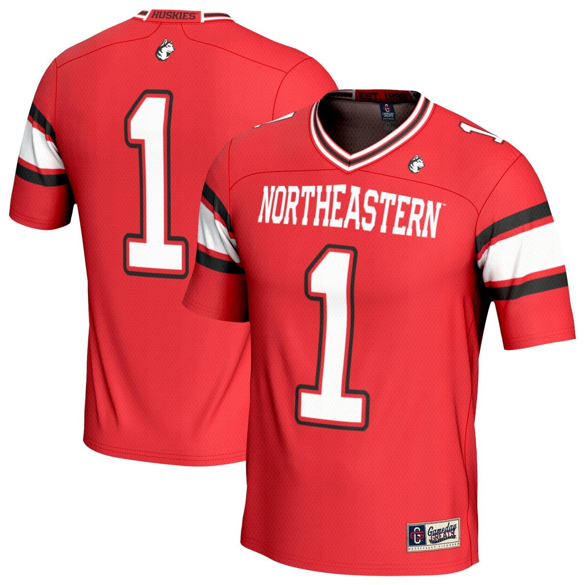 #1 Northeastern Huskies GameDay Greats Lightweight Collegiate Football Fashion Jersey - Red