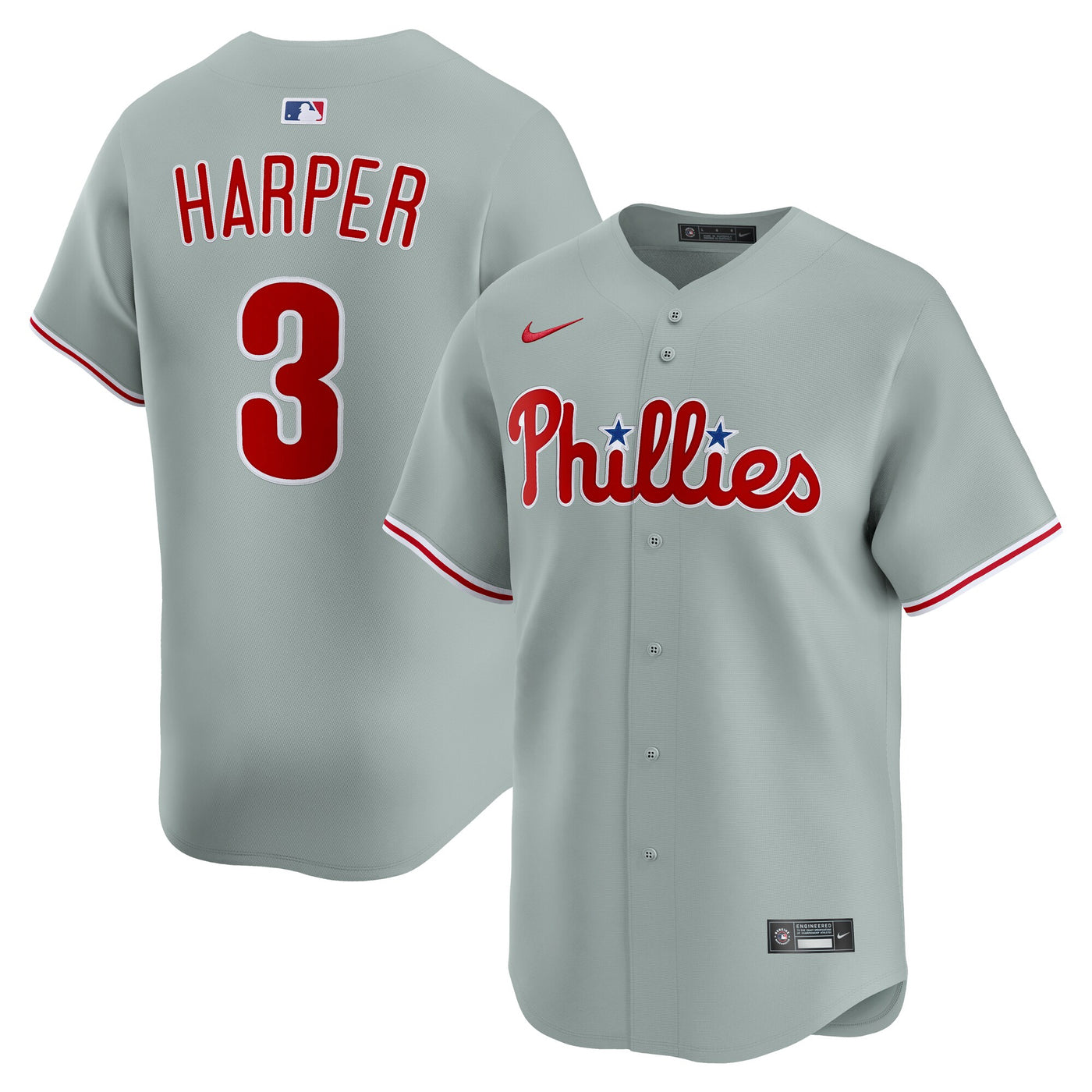 Philadelphia Phillies Bryce Harper Nike Gray Road Limited Player Jersey