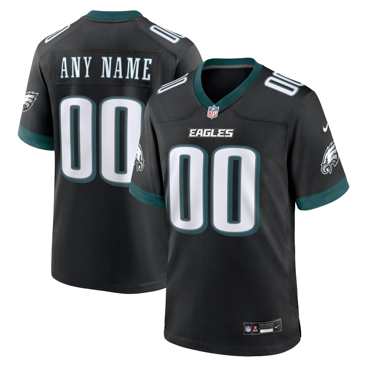 Philadelphia Eagles Black Alternate Custom Game Jersey