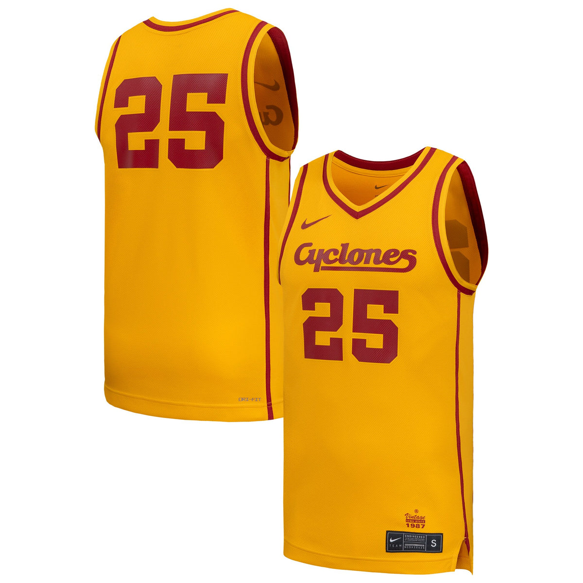 #25 Iowa State Cyclones Replica Basketball Jersey - Gold