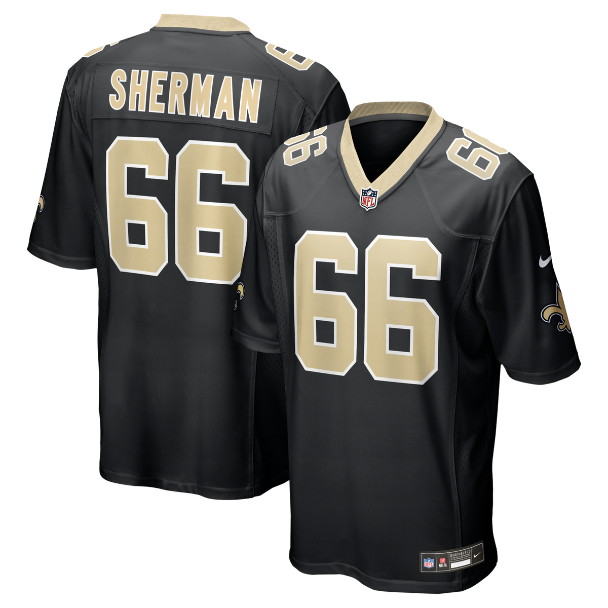 New Orleans Saints William Sherman Black Team Game Jersey