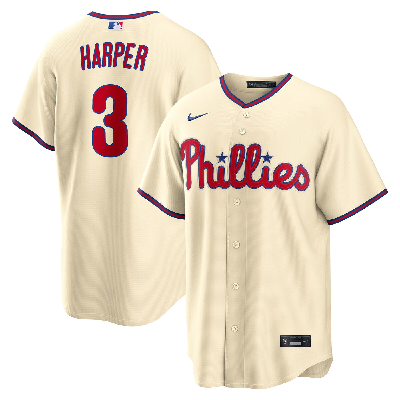 Philadelphia Phillies Bryce Harper Nike Cream Alternate Replica Jersey
