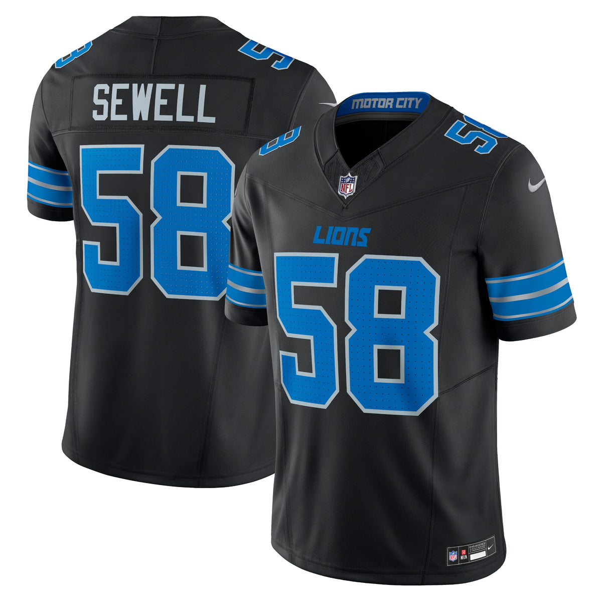 Detroit Lions Penei Sewell Black Vapor F.U.S.E. Alternate Limited Jersey