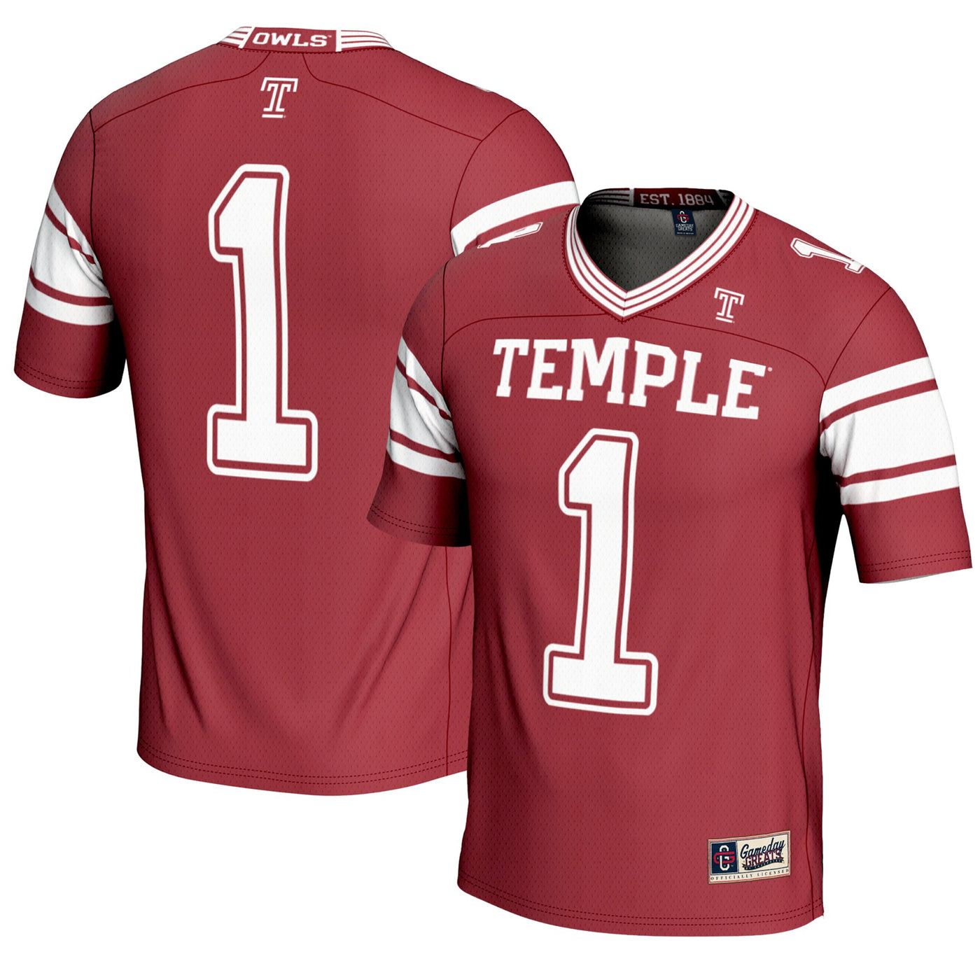 GameDay Greats #1 Cherry Temple Owls Endzone Football Jersey