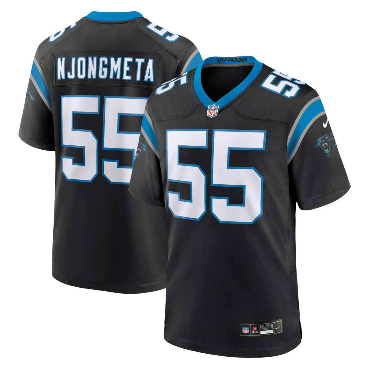 Carolina Panthers Maema Njongmeta Black Team Game Jersey