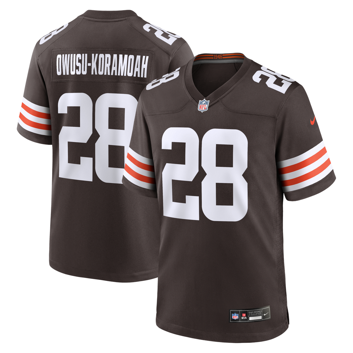 Cleveland Browns Jeremiah Owusu-Koramoah Brown Game Player Jersey