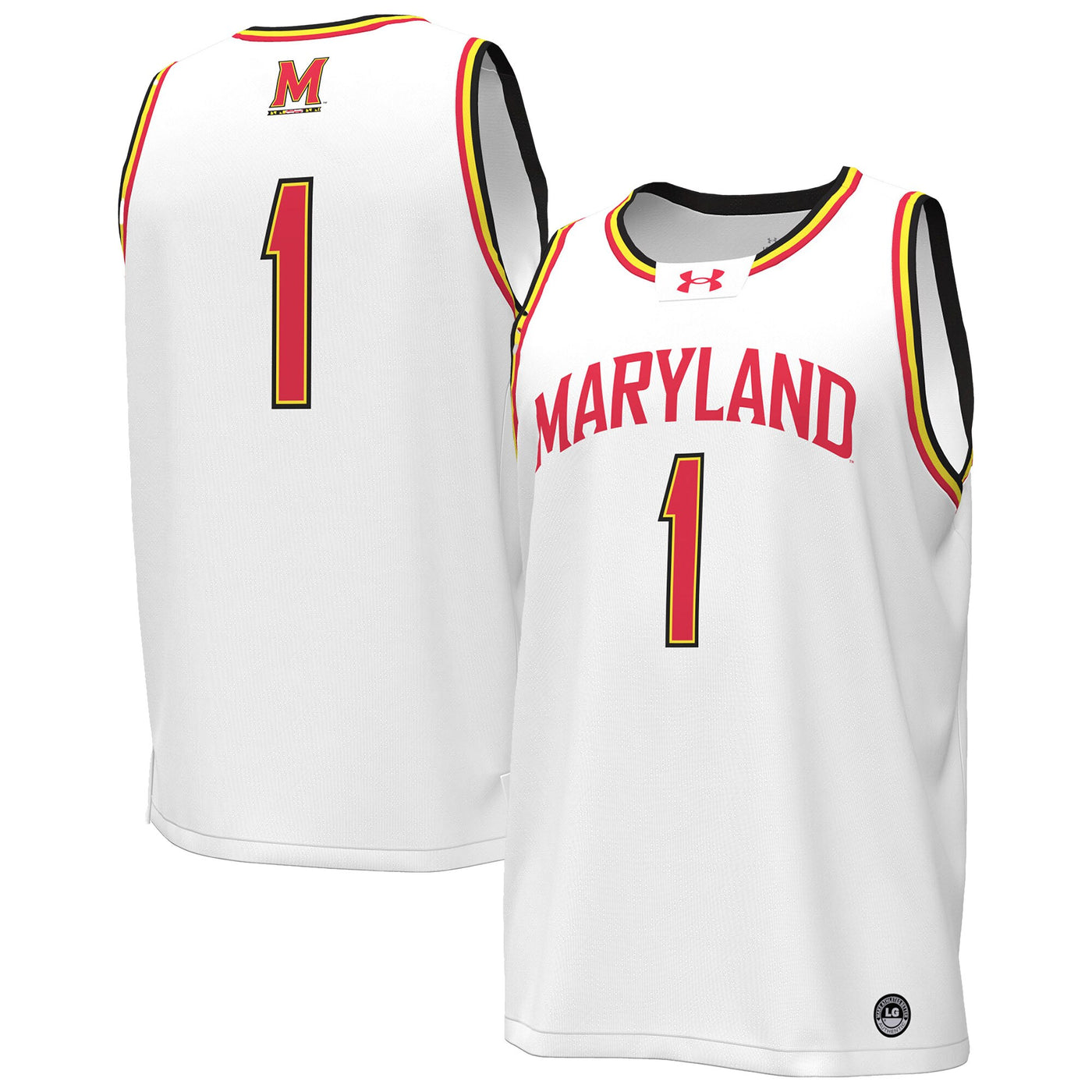 Under Armour #1 White Maryland Terrapins Replica Basketball Jersey