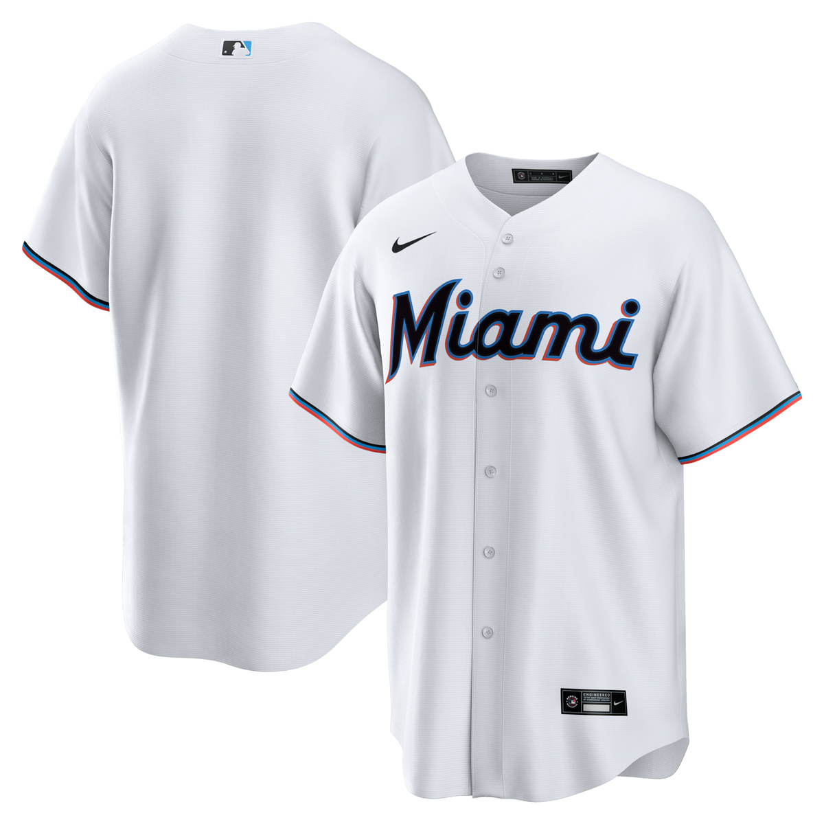 Miami Marlins White Home Big & Tall Replica Jersey