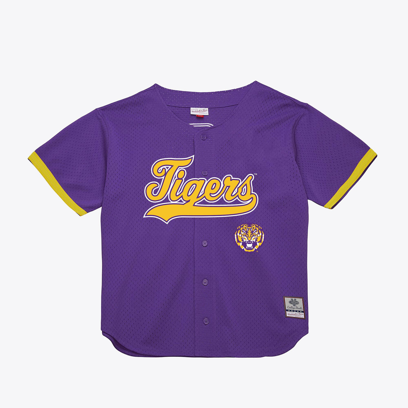 Mitchell & Ness Purple LSU Tigers Mesh Button-Up Batting Practice Baseball Jersey