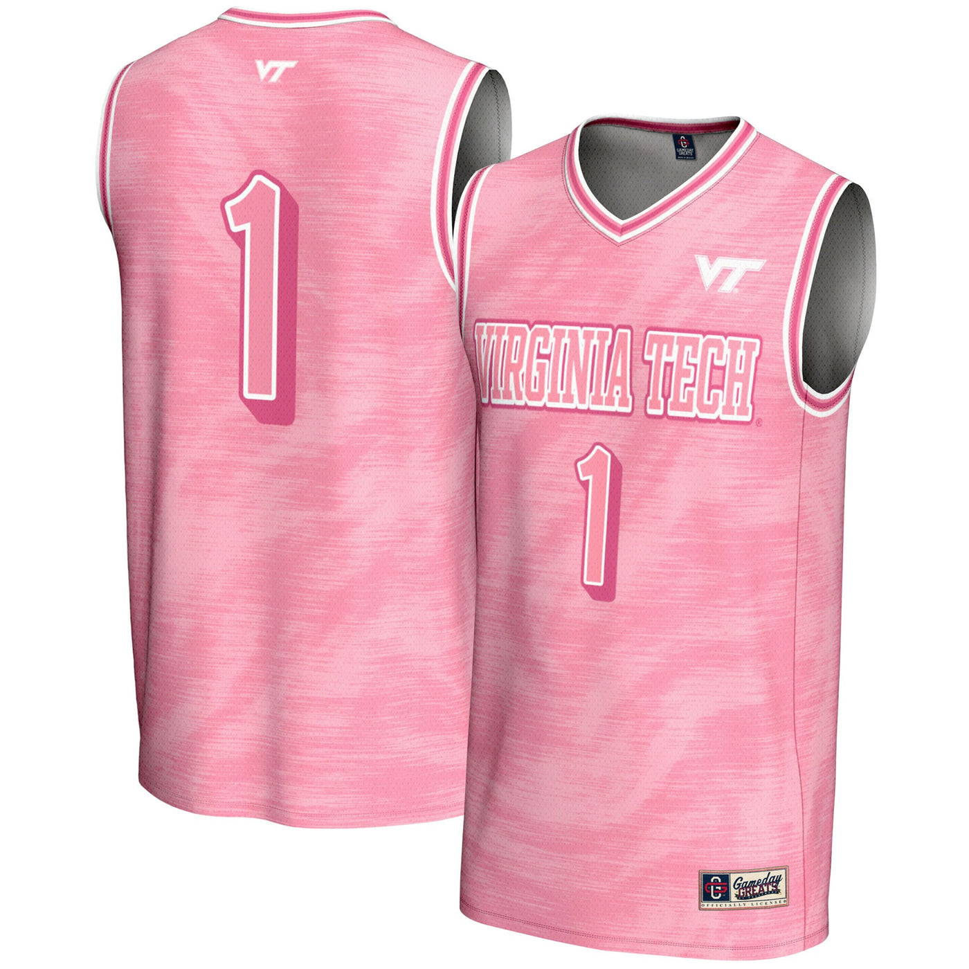 GameDay Greats #1 Pink Virginia Tech Hokies Lightweight Basketball Fashion Jersey