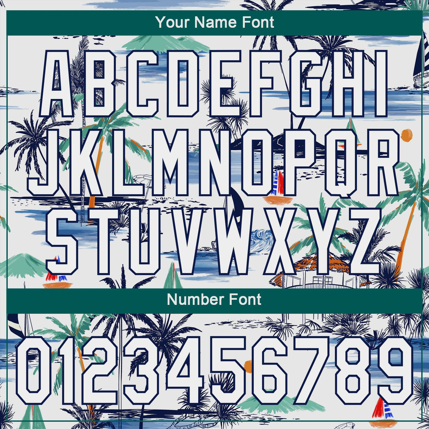 Custom White Navy 3D Pattern Design Hawaii Palm Trees Island And Sailboat Authentic Baseball Jersey