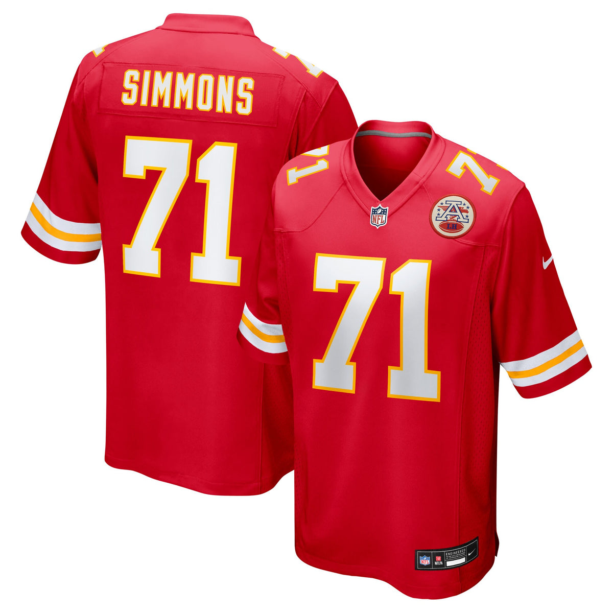 Kansas City Chiefs Josh Simmons Red Game Jersey
