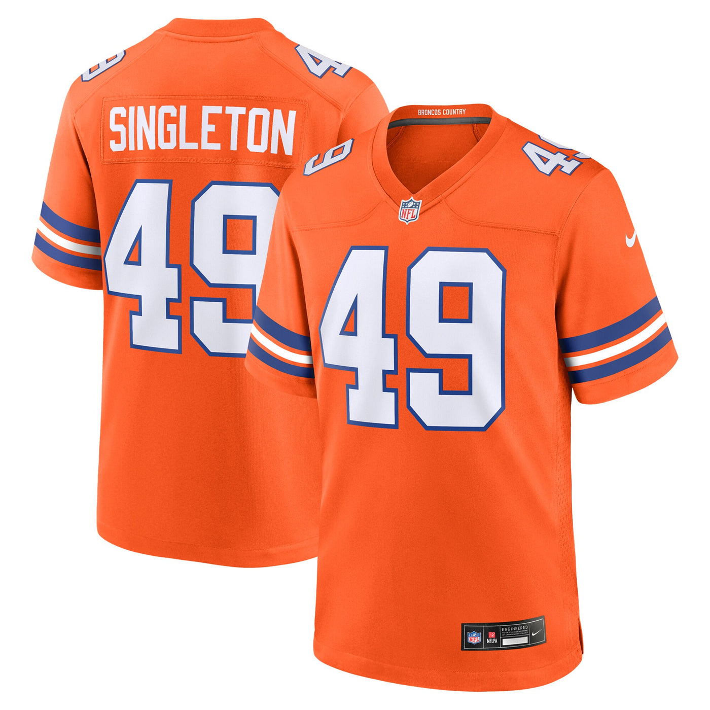 Denver Broncos Alex Singleton Nike Orange Alternate Game Jersey