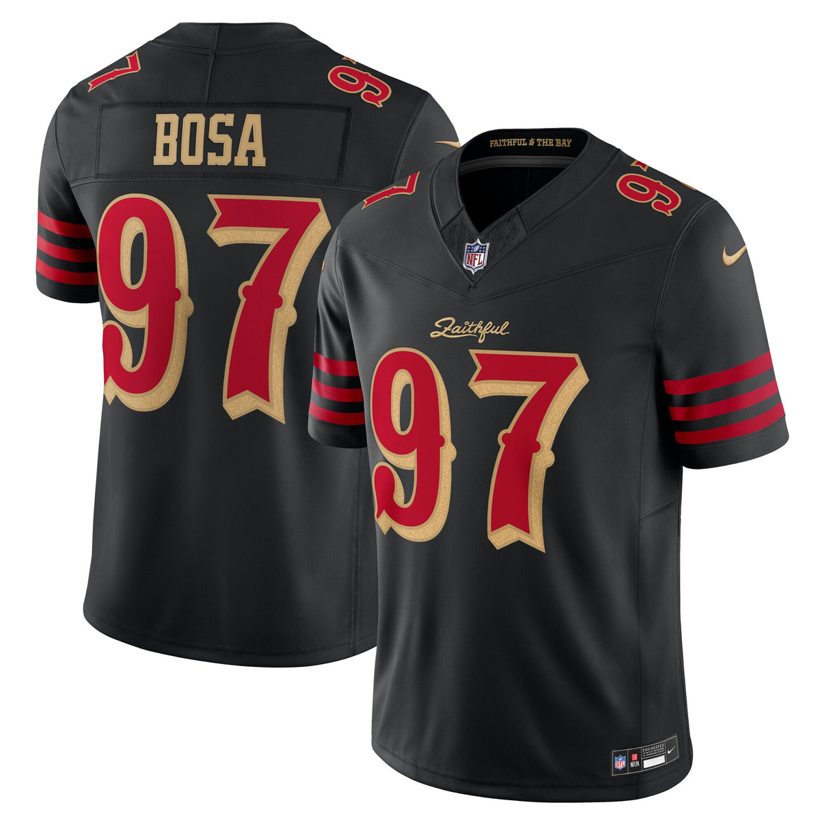 San Francisco 49ers Nick Bosa Black 2025 Rivalries Collection Stitched Limited Jersey