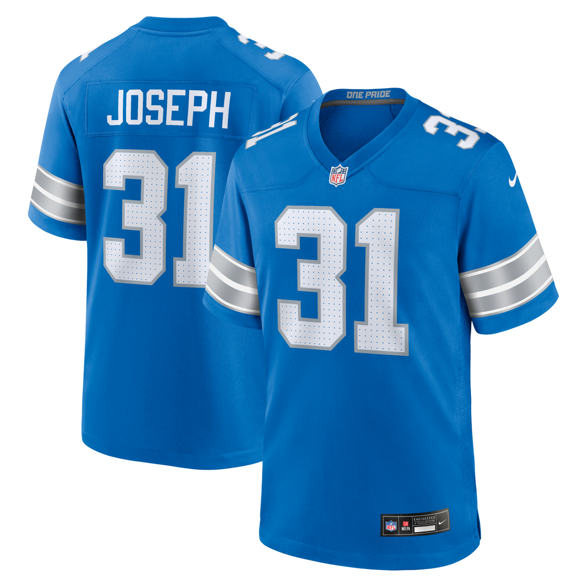 Detroit Lions Kerby Joseph Blue Team Game Jersey