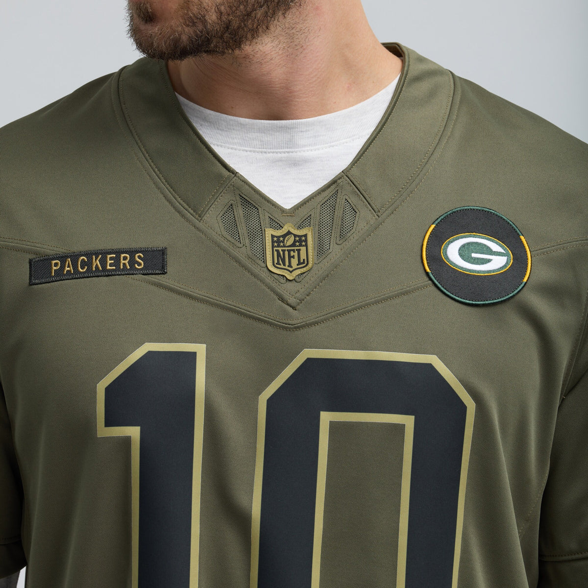 Green Bay Packers Jordan Love Olive 2025 Salute to Service Limited Jersey