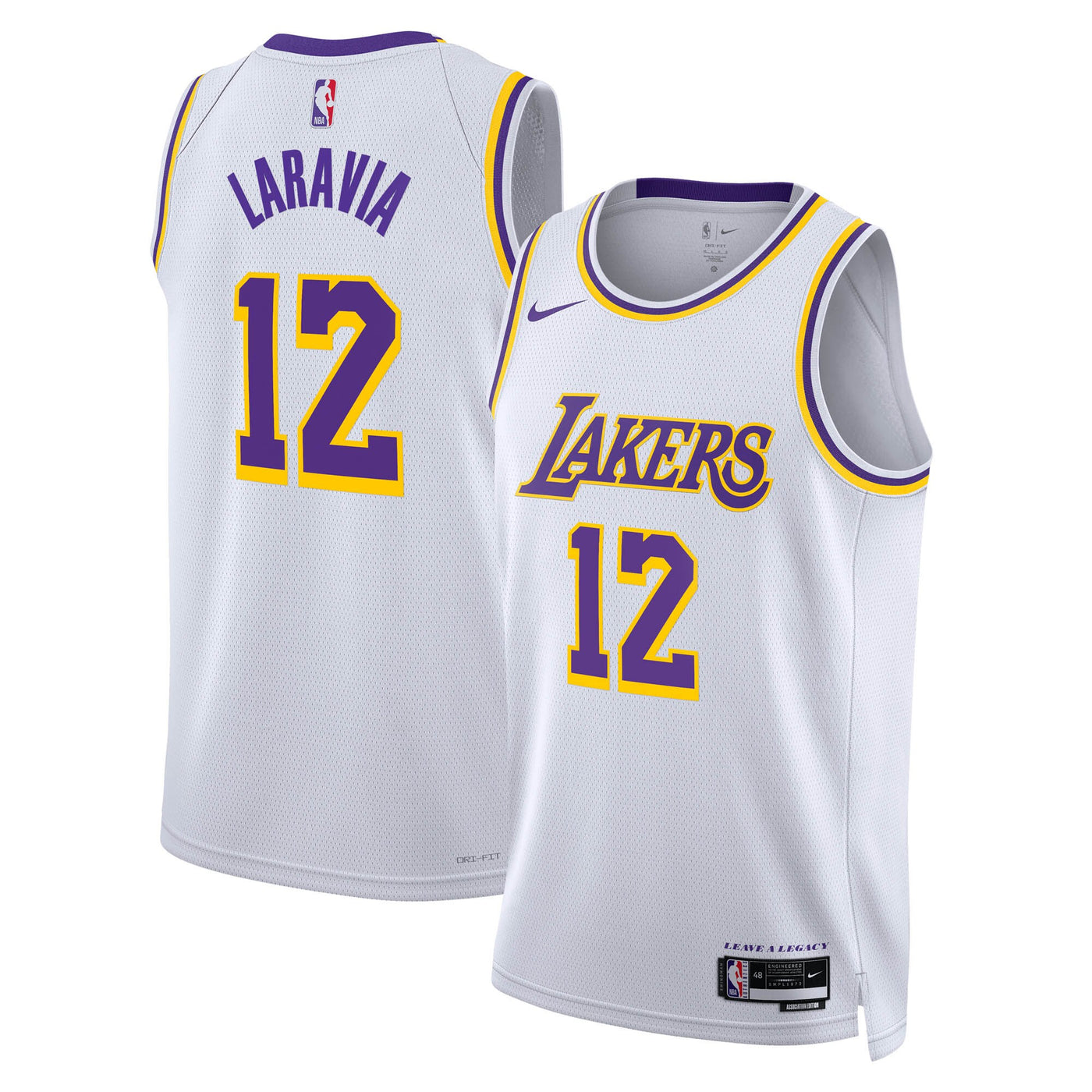 Los Angeles Lakers Nike Association Edition Swingman Jersey - White - Jake LaRavia