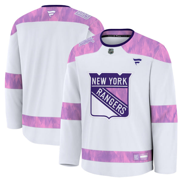 New York Rangers Fanatics White 2024 Hockey Fights Cancer Practice Jersey