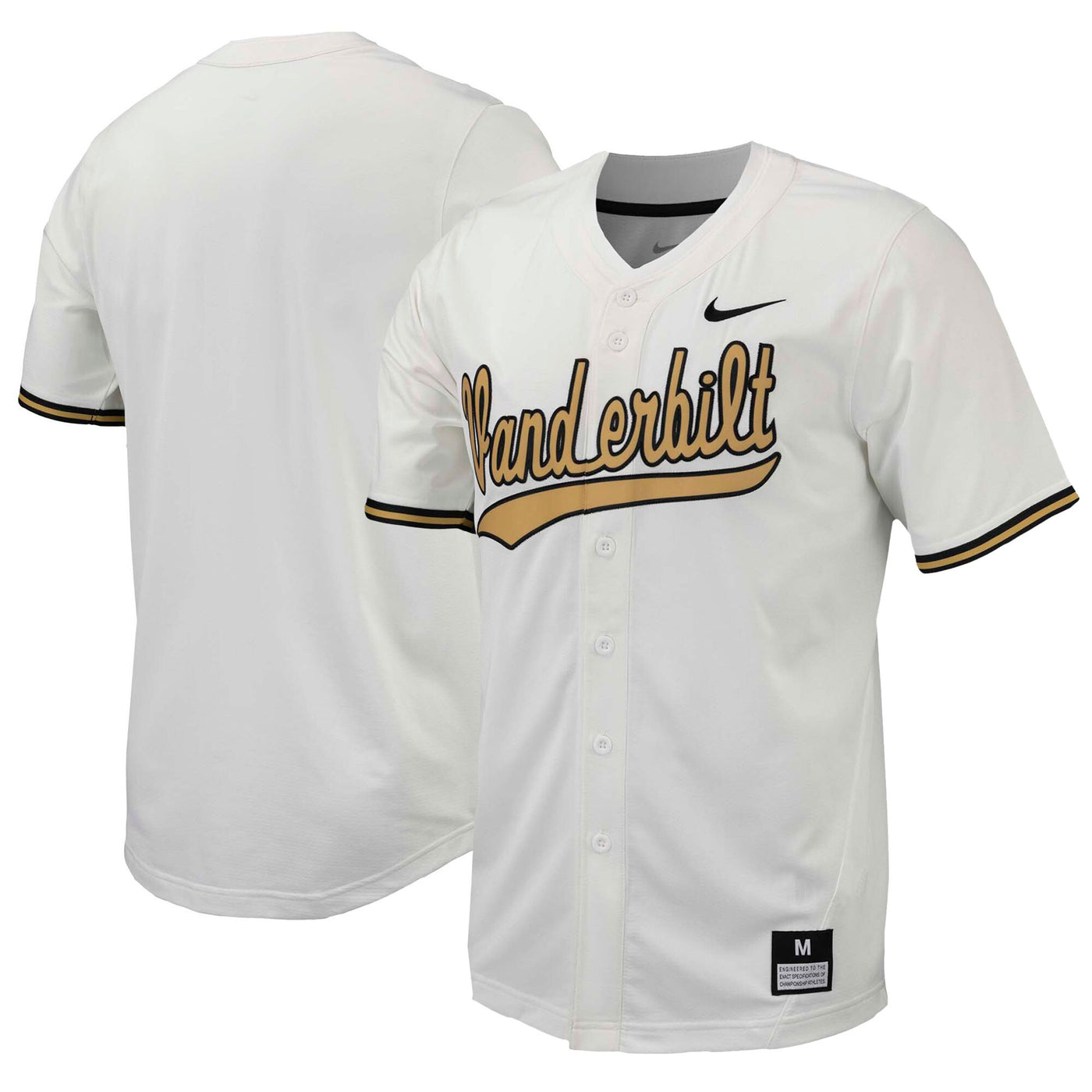 Nike White Vanderbilt Commodores Replica Full-Button Baseball Jersey