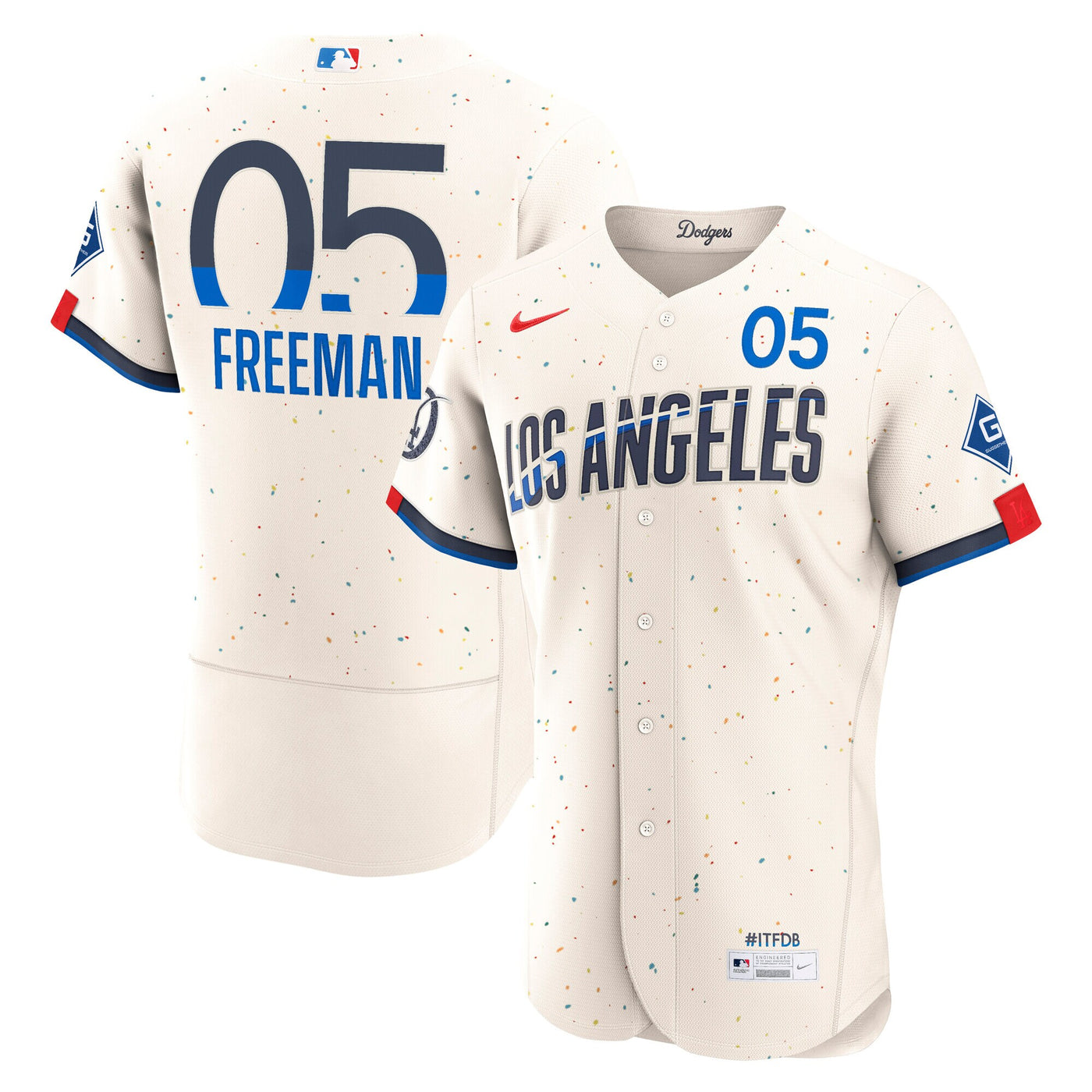 Los Angeles Dodgers Freddie Freeman Nike Cream City Connect Authentic Sponsor Patch Jersey