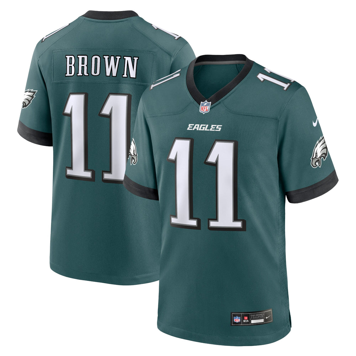 Philadelphia Eagles A.J. Brown Midnight Green Team Game Jersey