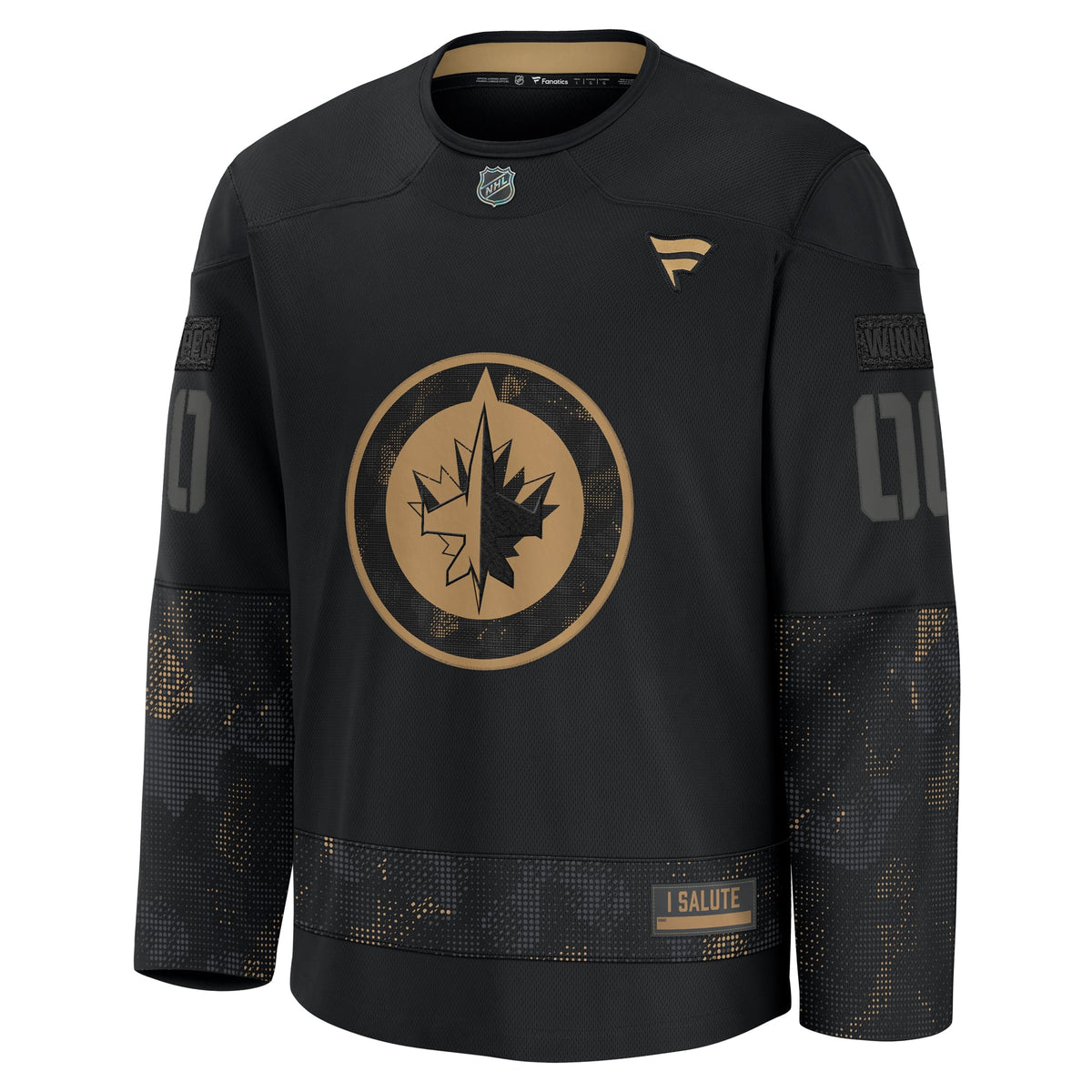 Winnipeg Jets Fanatics Black 2024 Military Appreciation Custom Practice Jersey
