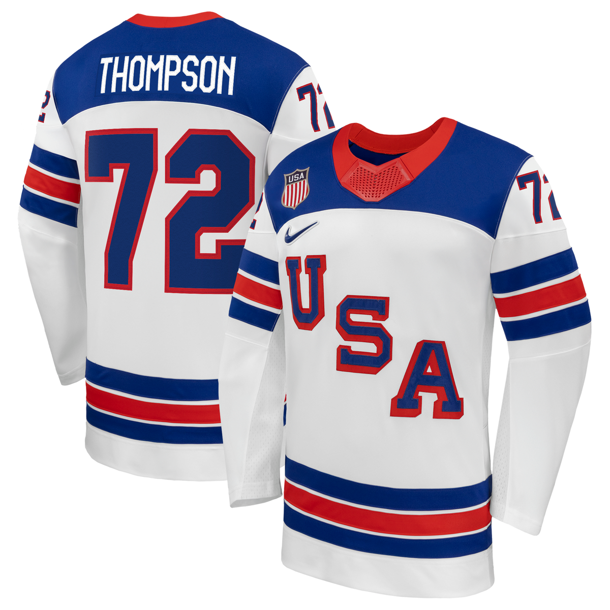 US Hockey Tage Thompson Nike White 2026 Away Replica Jersey