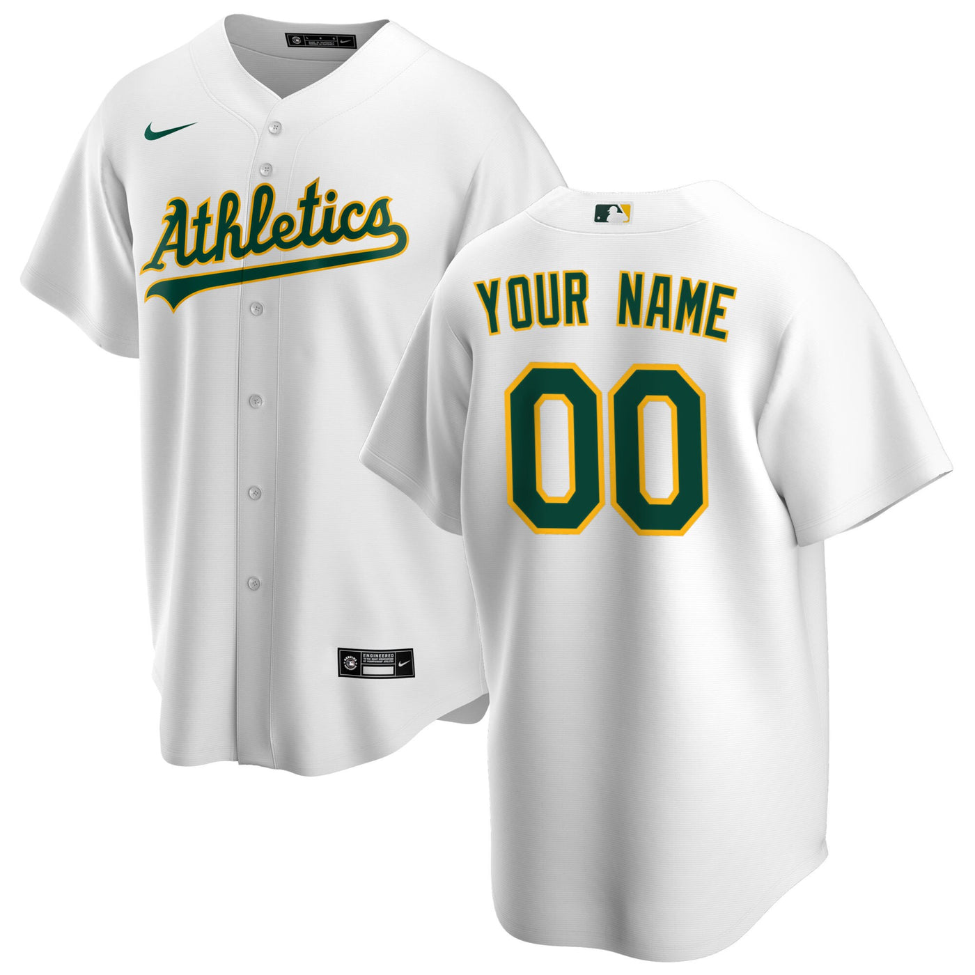Athletics Nike White Home Replica Custom Jersey