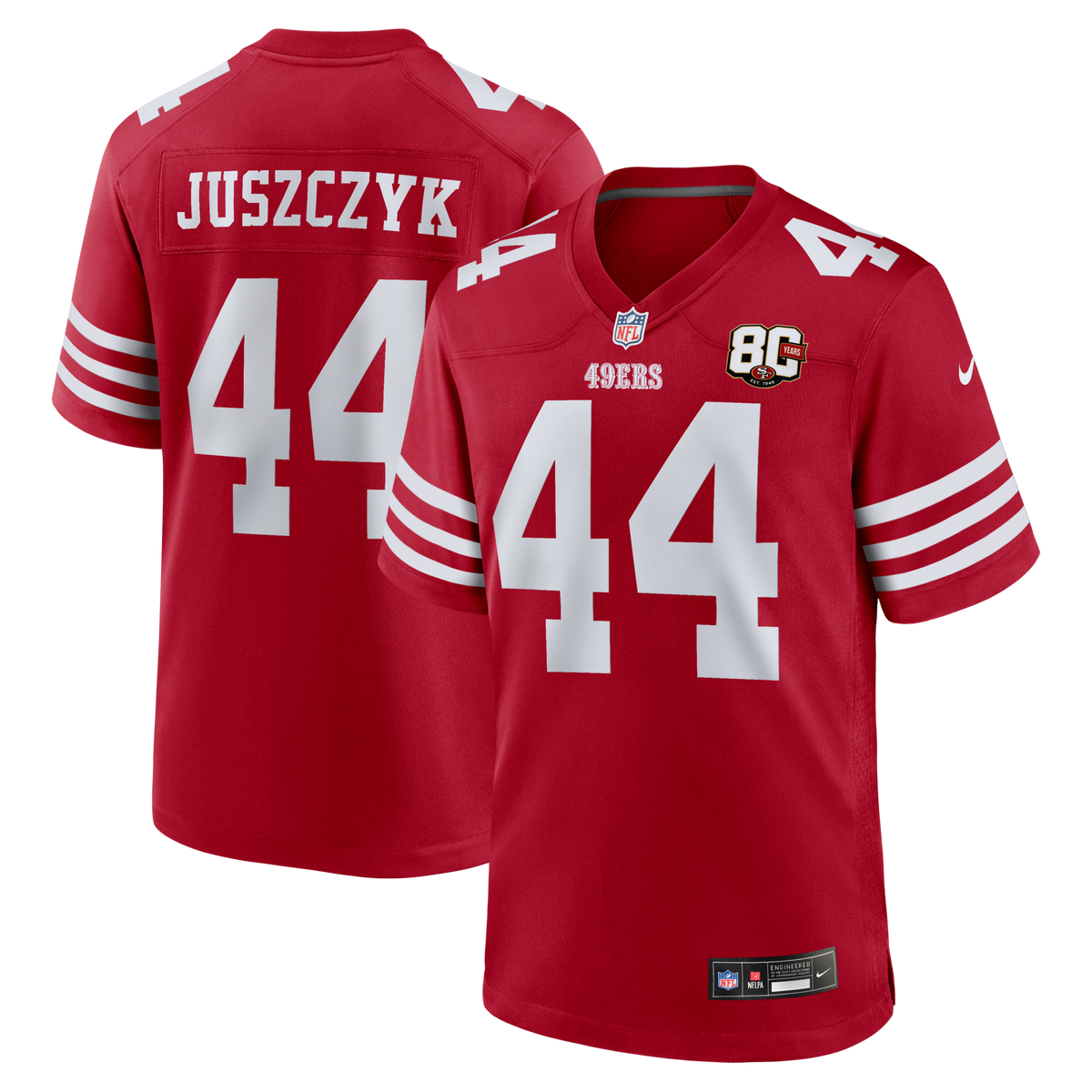 San Francisco 49ers Kyle Juszczyk Scarlet 80th Anniversary Game Jersey