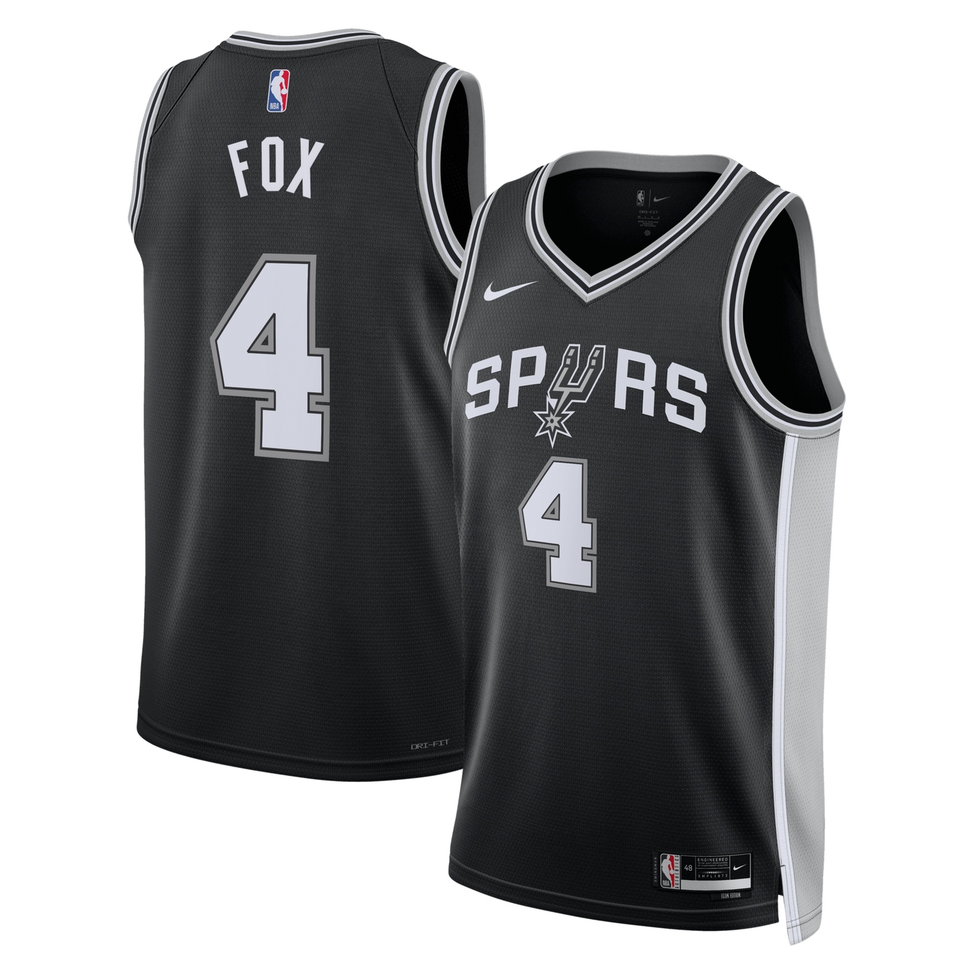 San Antonio Spurs Nike Icon Edition Swingman Jersey - Black - De'Aaron Fox