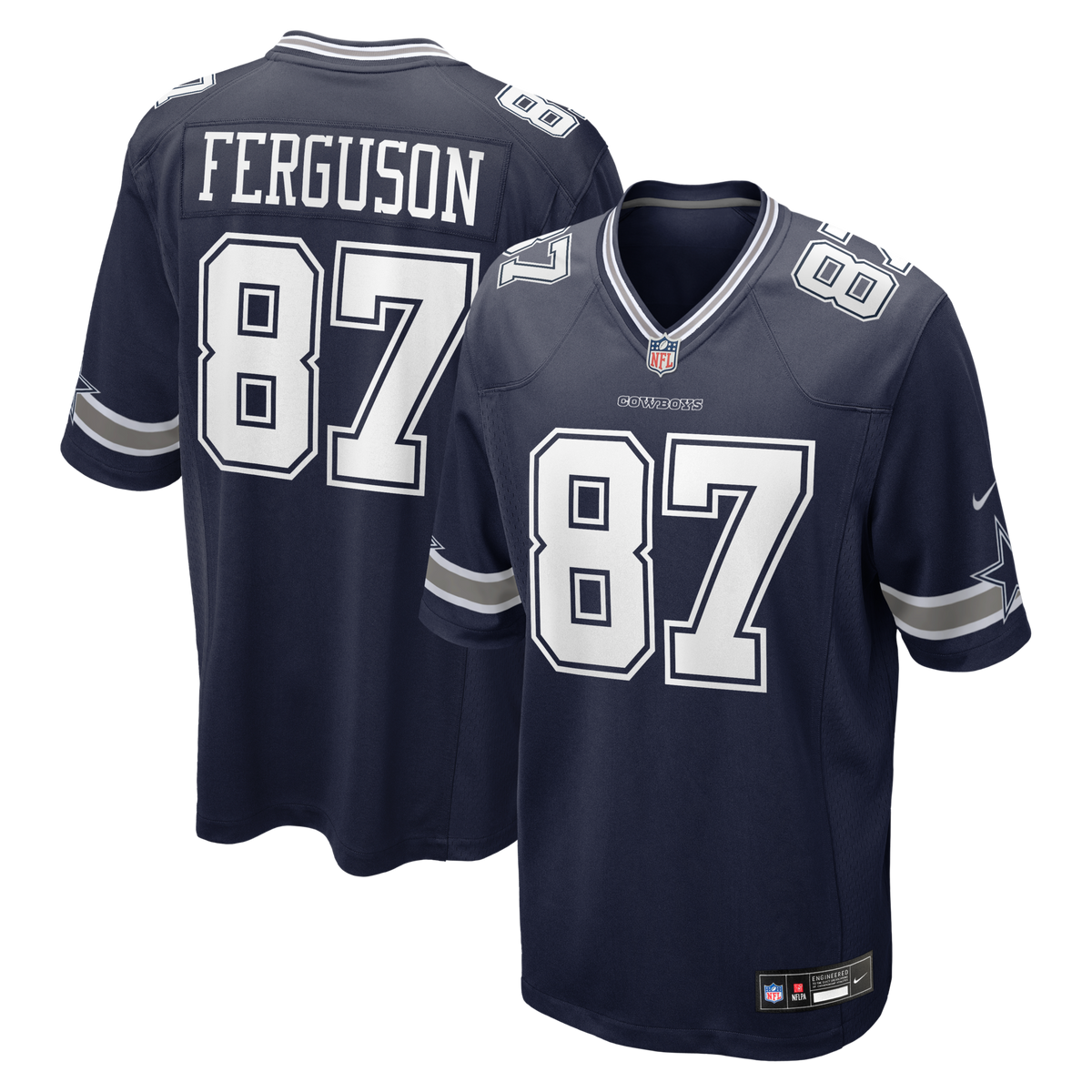 Dallas Cowboys Jake Ferguson Navy Team Game Jersey