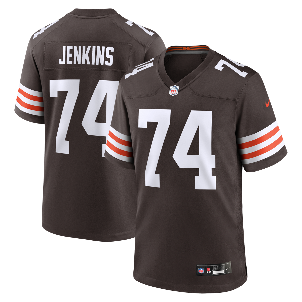 Cleveland Browns Elgton Jenkins Brown Team Game Jersey