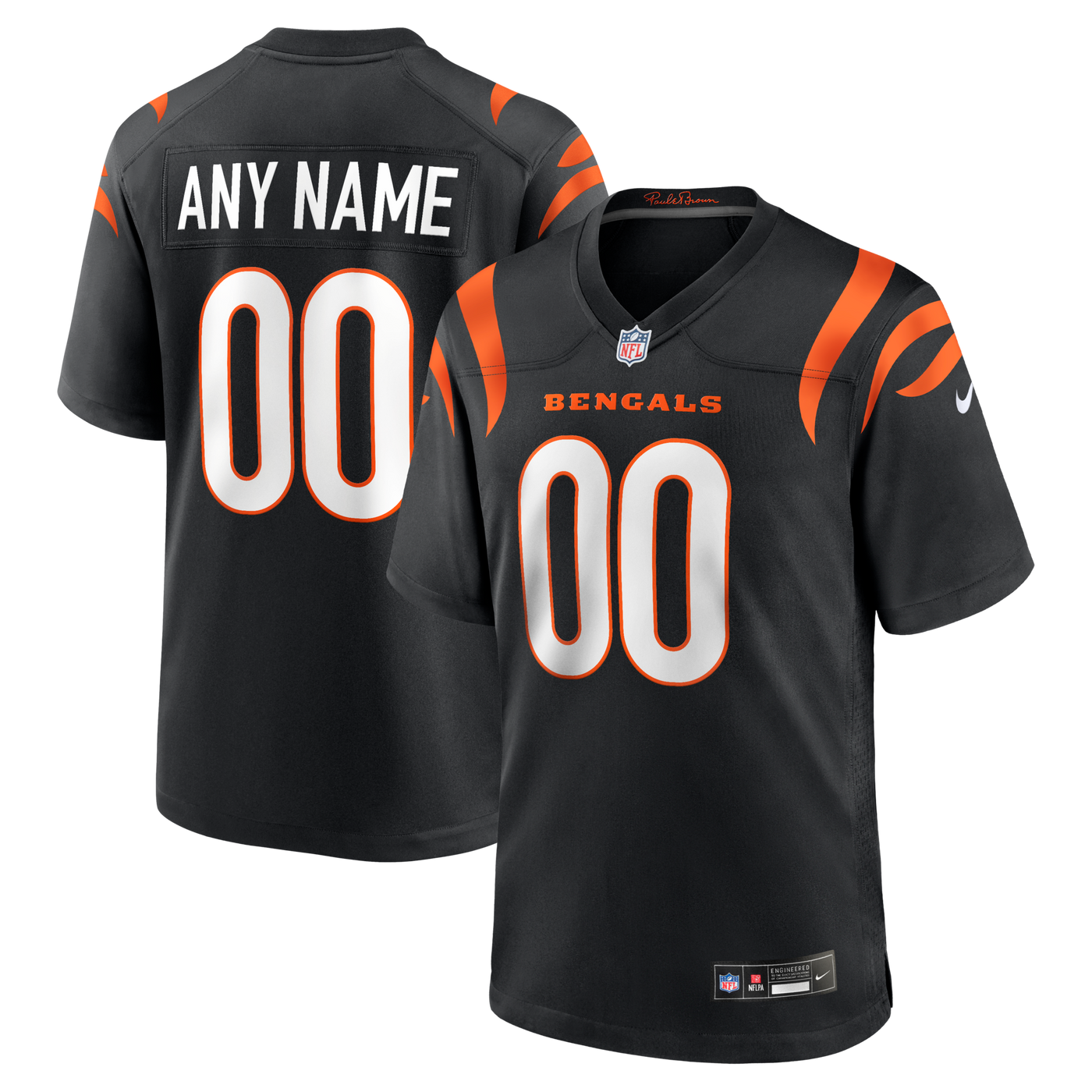 Cincinnati Bengals Nike Black Game Custom Jersey